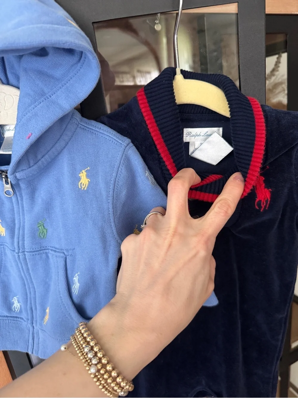 Ralph Lauren bundle baby boy coverall velour embroidered logo hoodie footies